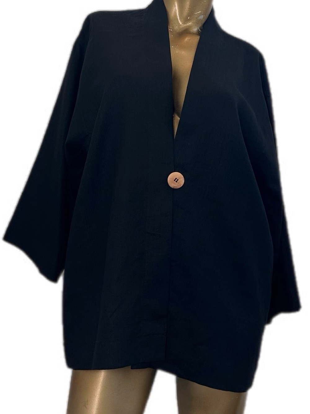 GO SILK 100% Linen Oversized Jacket Size Small single button Minimalist black